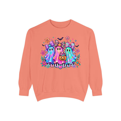 Colorful Cute Ghost Trio Halloween Crewneck