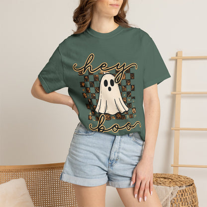 Hey Boo Checkered Tee