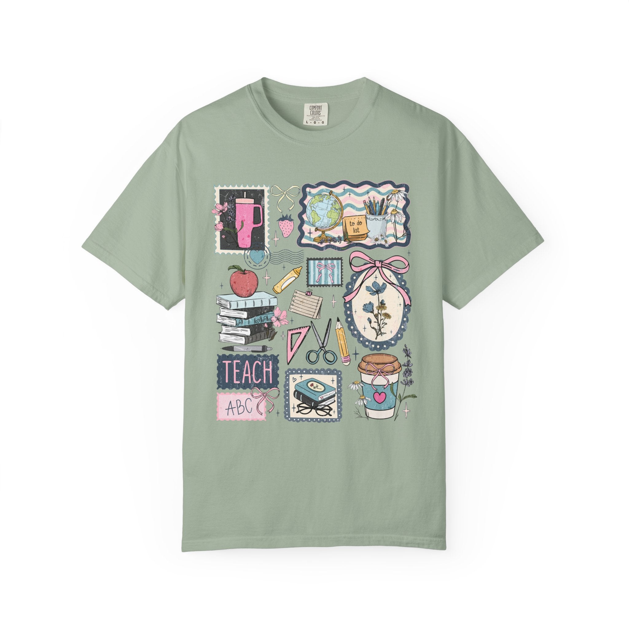Teacher Graphic T-Shirt — Cute Classroom Icons: Teach, ABC, Apple, Books