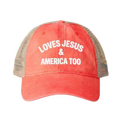 Loves Jesus & America Too Trucker Hat