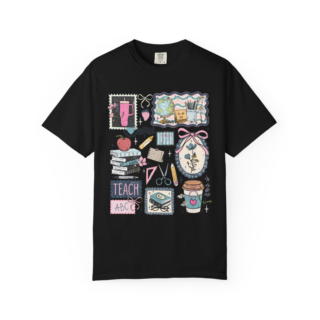 Teacher Graphic T-Shirt — Cute Classroom Icons: Teach, ABC, Apple, Books