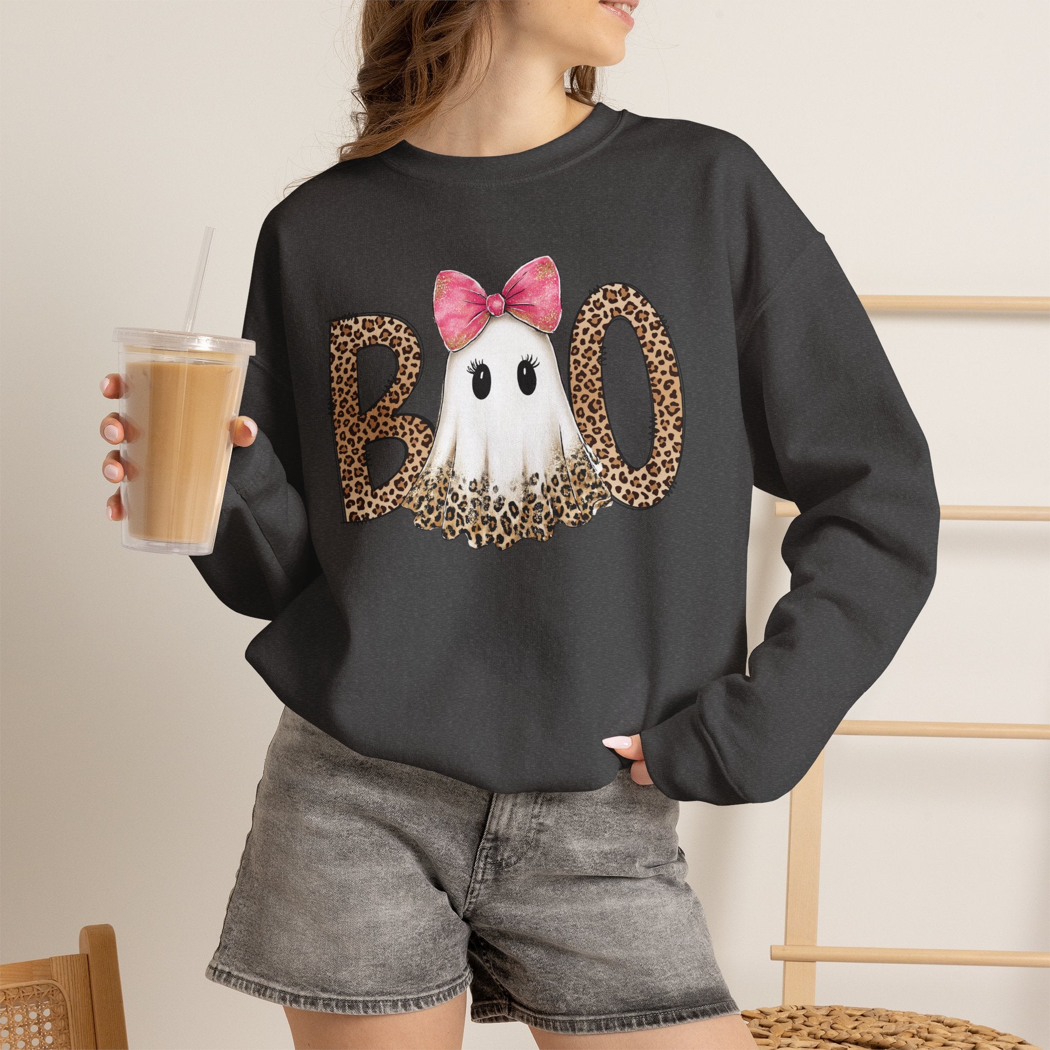 Leopard "Boo" Ghost Crewneck