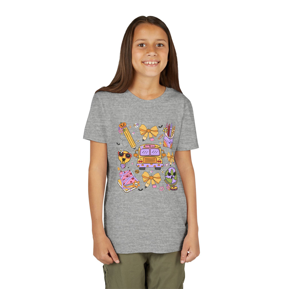 Cute Bus, Globe & Crayon Halloween Tee