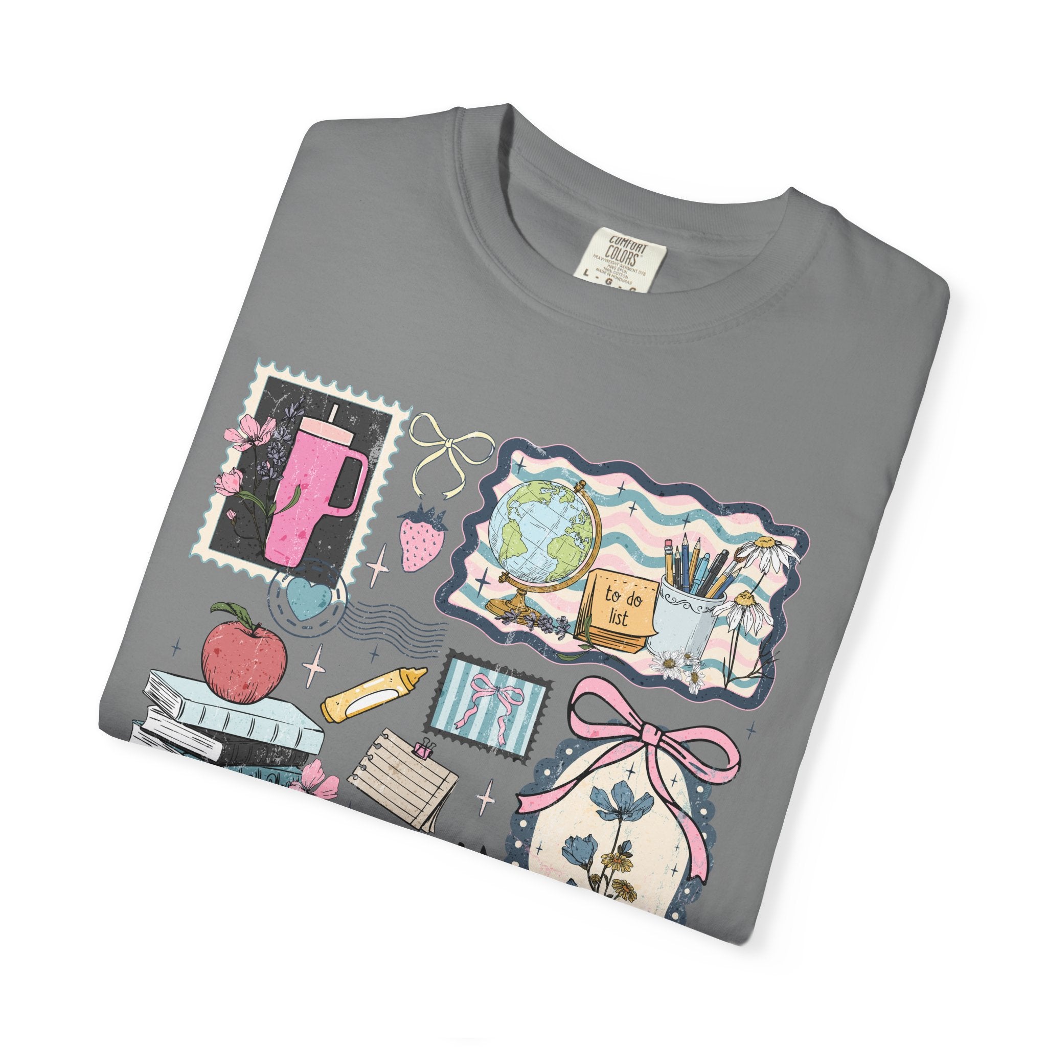 Teacher Graphic T-Shirt — Cute Classroom Icons: Teach, ABC, Apple, Books