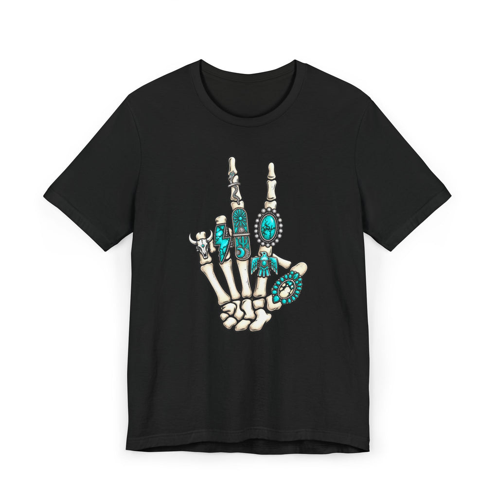 Turquoise Boho Skeleton Hand T‑Shirt