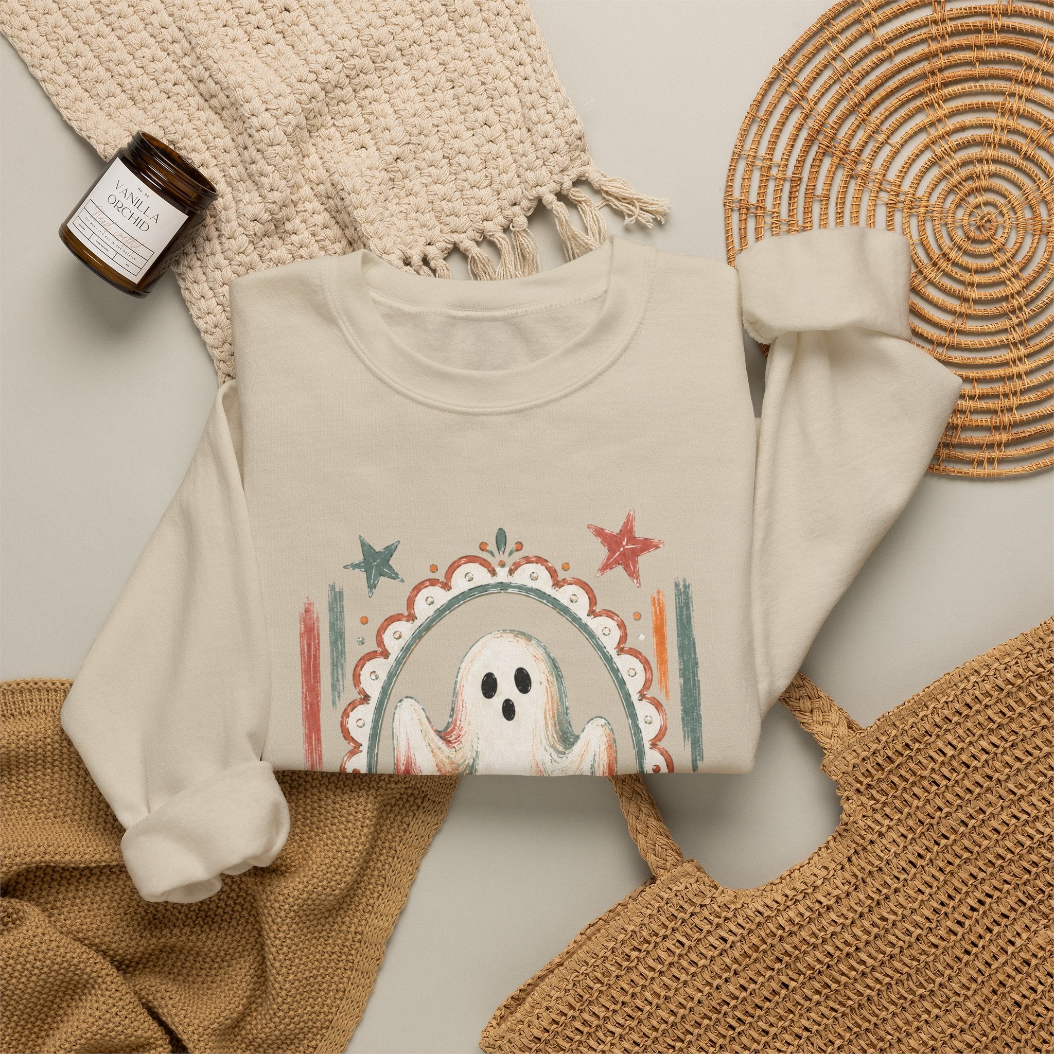Retro Boo Ghost Crewneck Sweatshirt