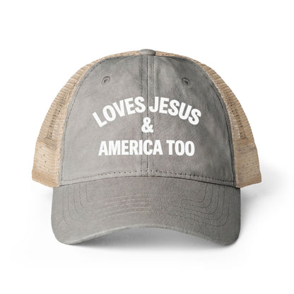 Loves Jesus & America Too Trucker Hat