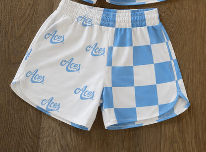 Custom School Spirit Checkered Athletic Shorts- Pre Order
