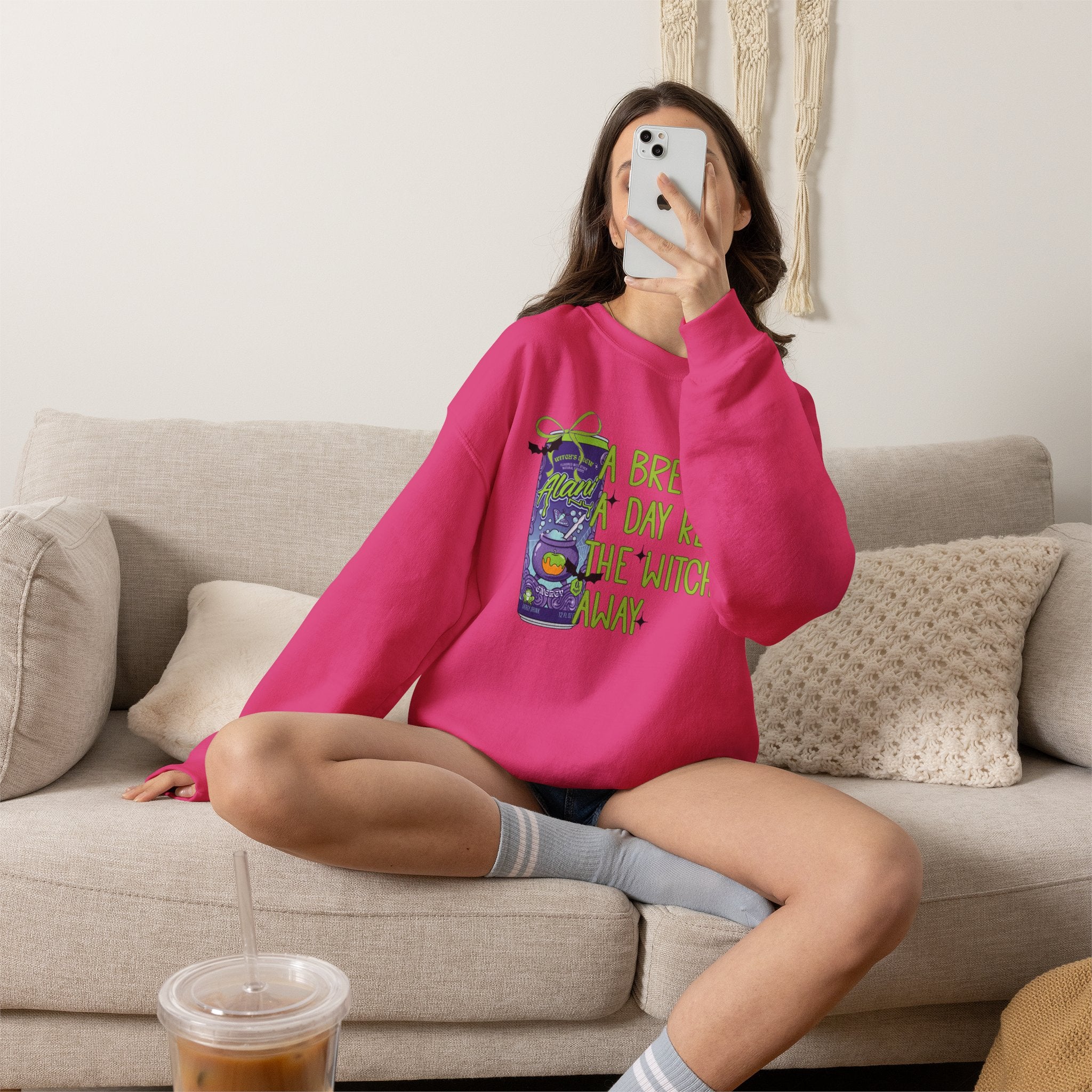 "A Brew A Day Keeps the Witch Away" Halloween Crewneck