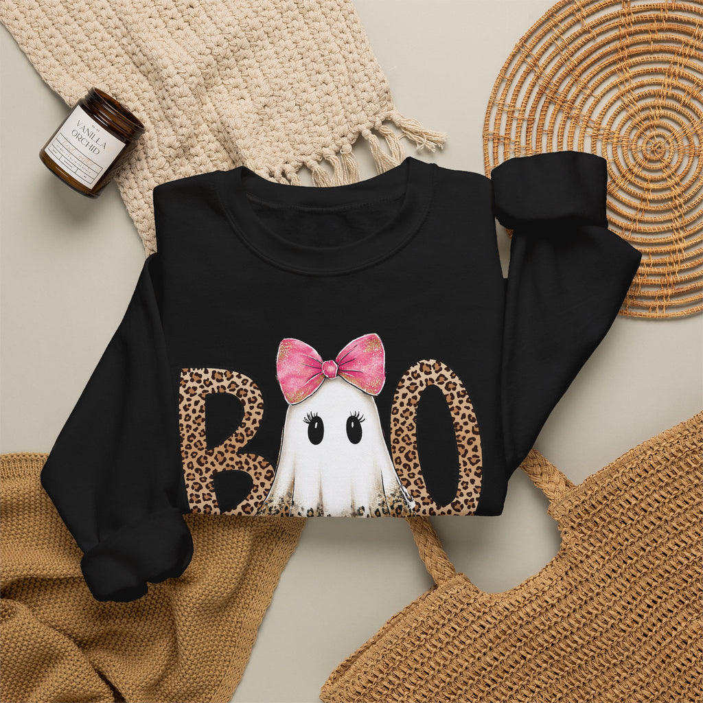 Leopard "Boo" Ghost Crewneck