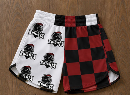 Custom School Spirit Checkered Athletic Shorts- Pre Order