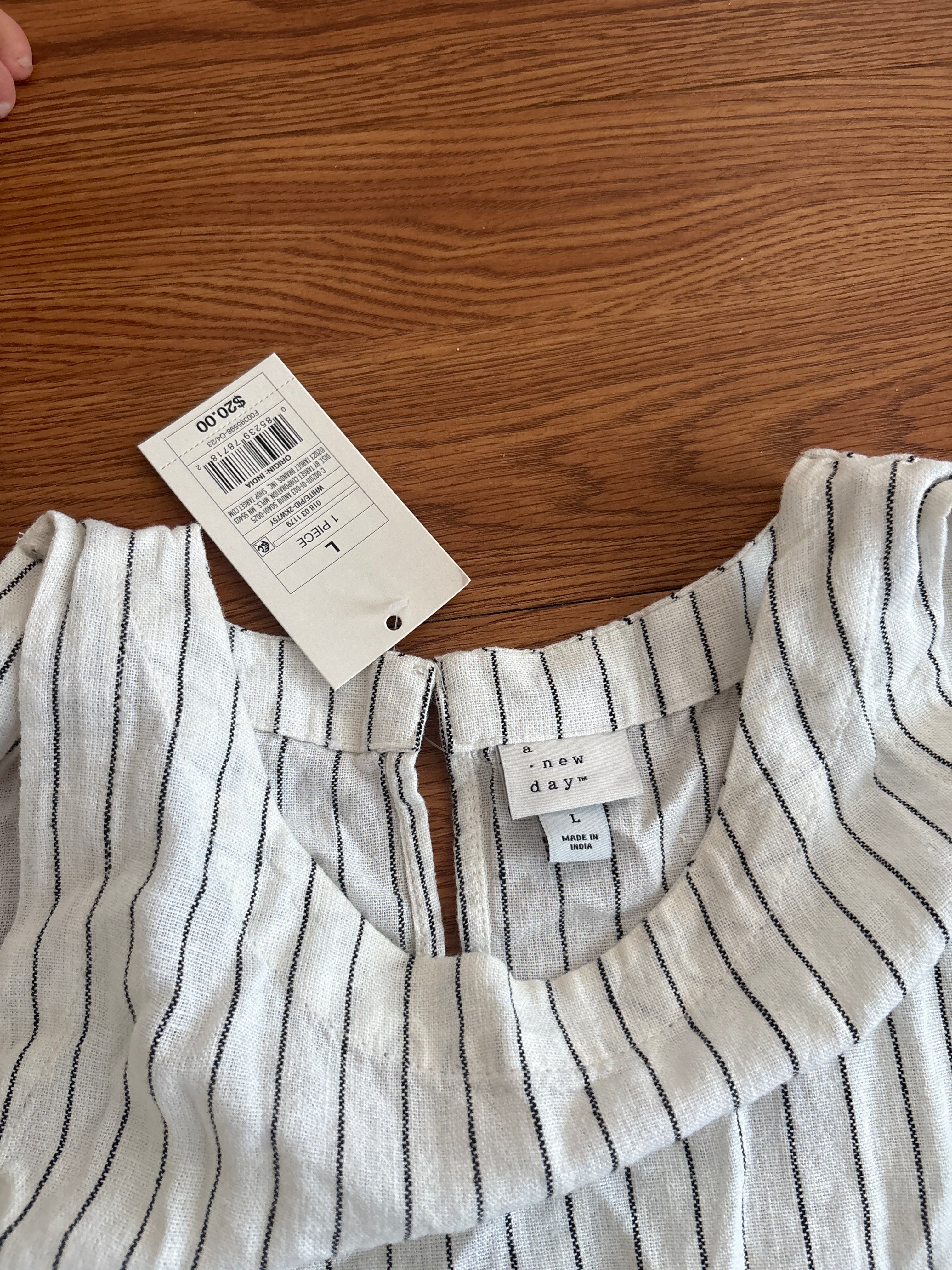 A New Day Linen Blend Striped Dress | Large | NWT