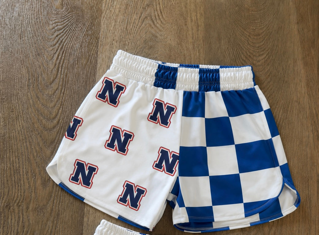 Custom School Spirit Checkered Athletic Shorts- Pre Order