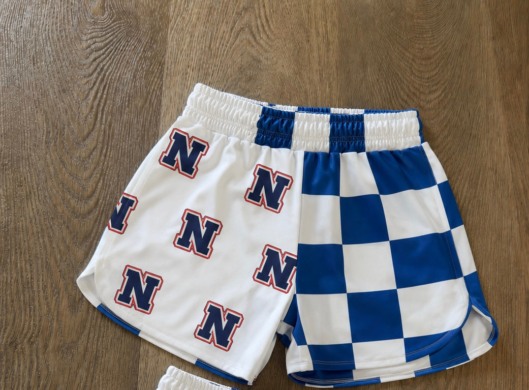 Custom School Spirit Checkered Athletic Shorts- Pre Order