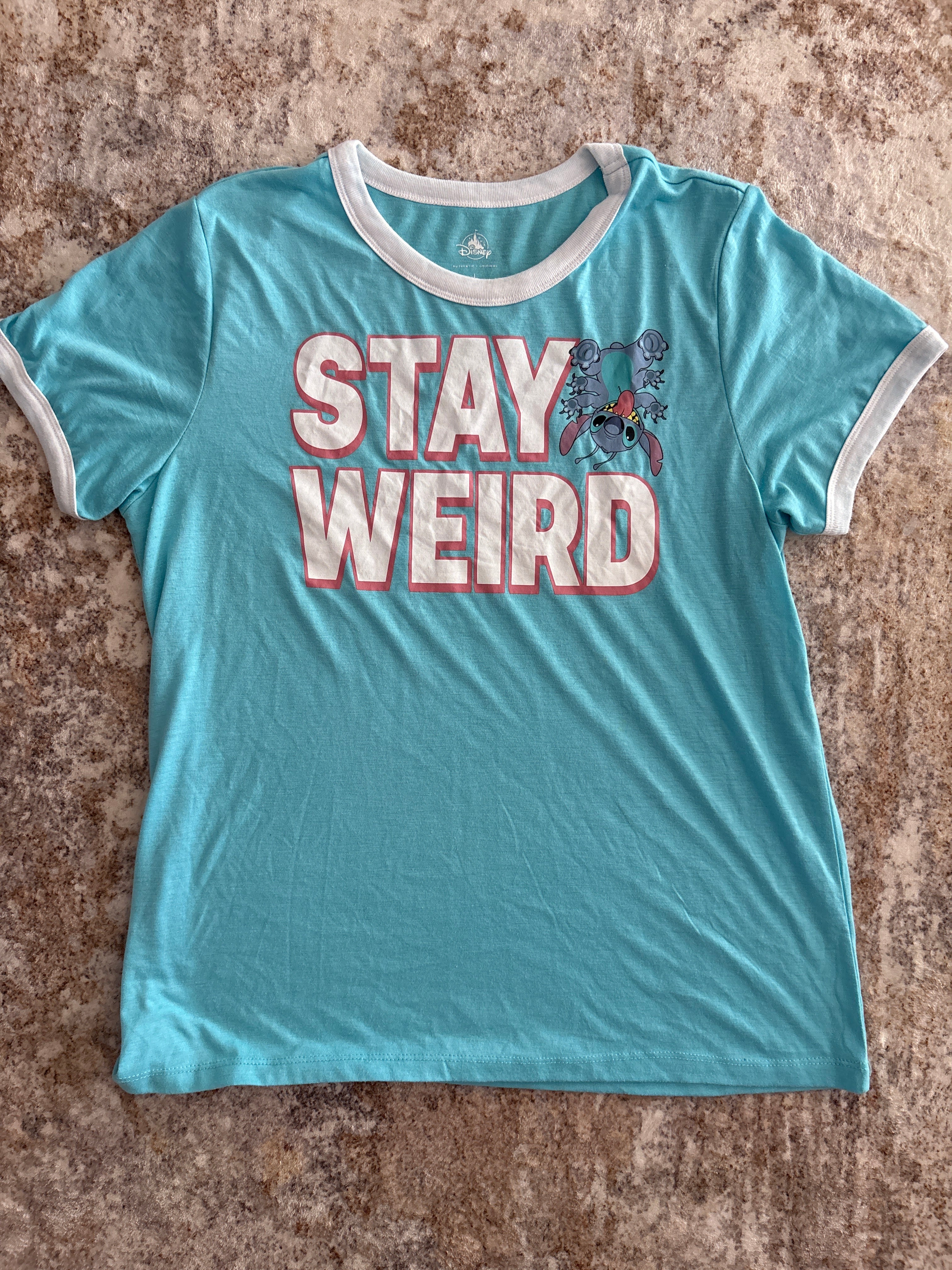 Disney Stitch “Stay Weird” Graphic Ringer Tee | Large