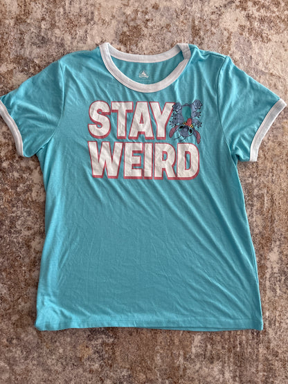 Disney Stitch “Stay Weird” Graphic Ringer Tee | Large