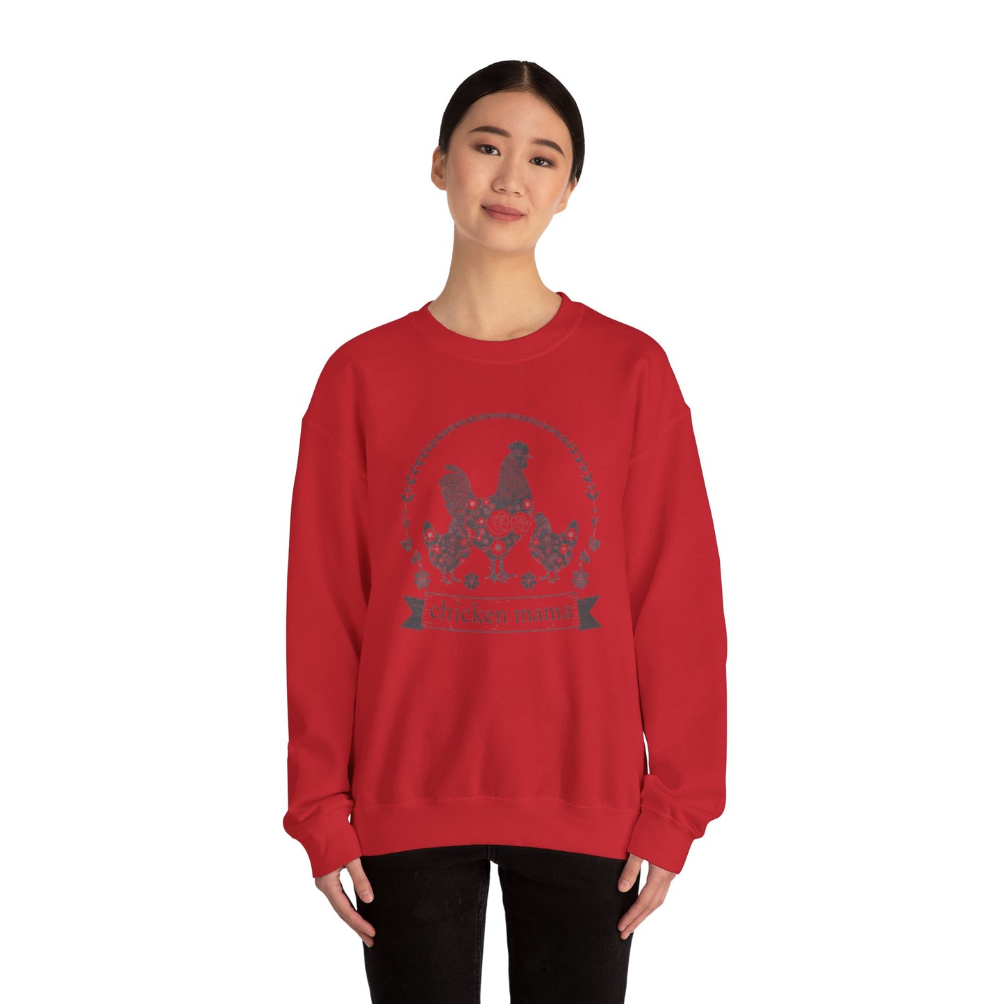 Chicken Mama illustration sweatshirt | hen flock floral design
