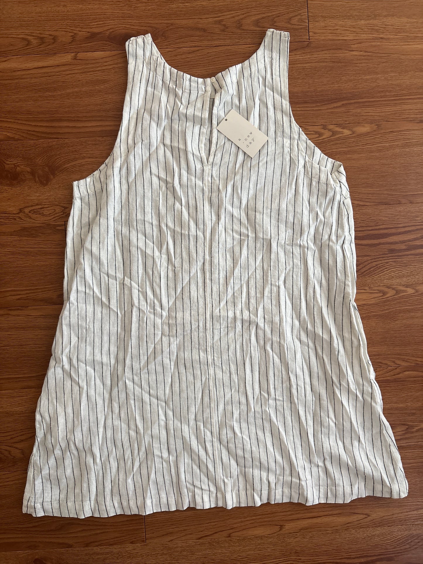 A New Day Linen Blend Striped Dress | Large | NWT