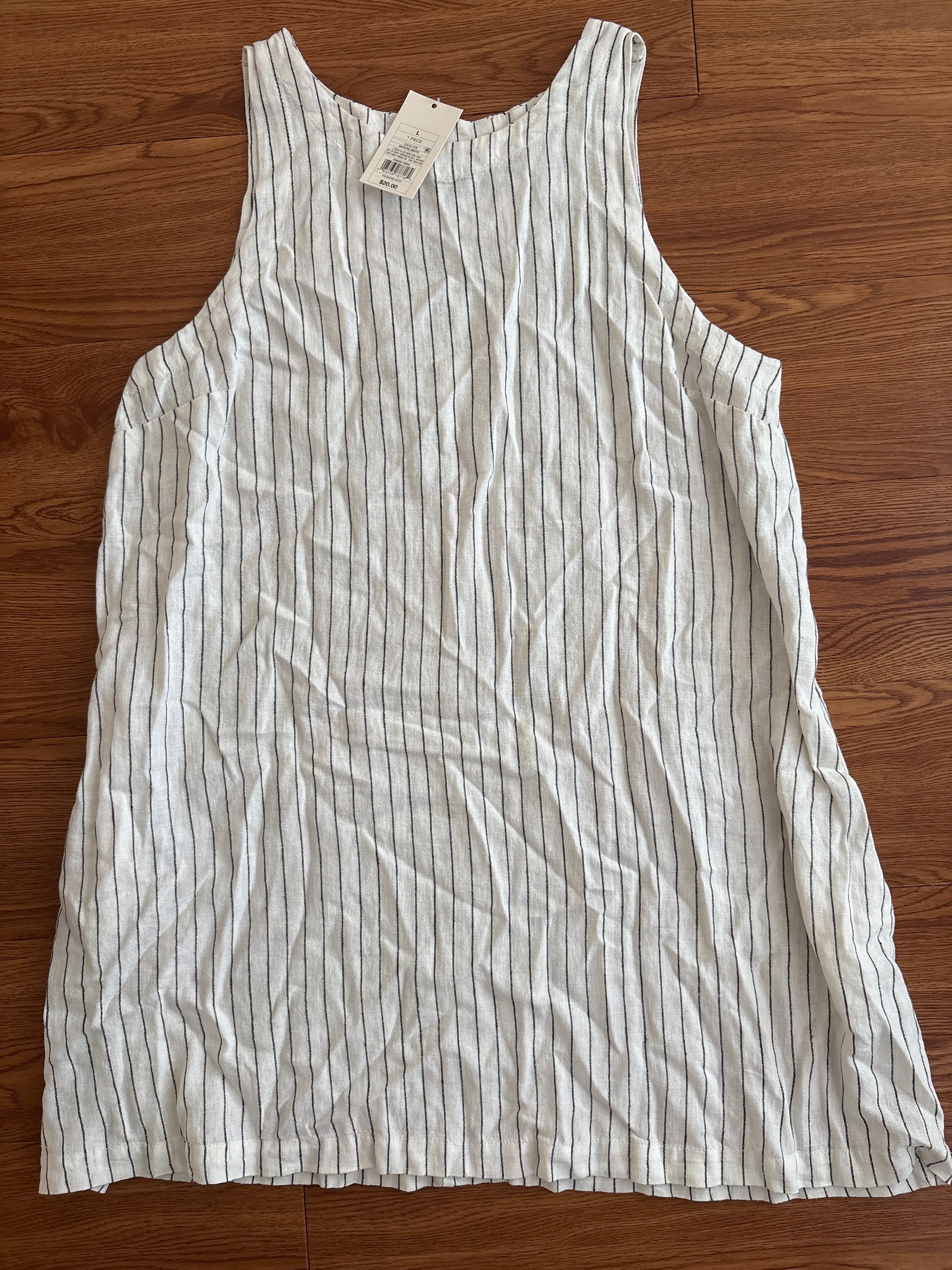 A New Day Linen Blend Striped Dress | Large | NWT