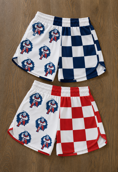 Custom School Spirit Checkered Athletic Shorts- Pre Order