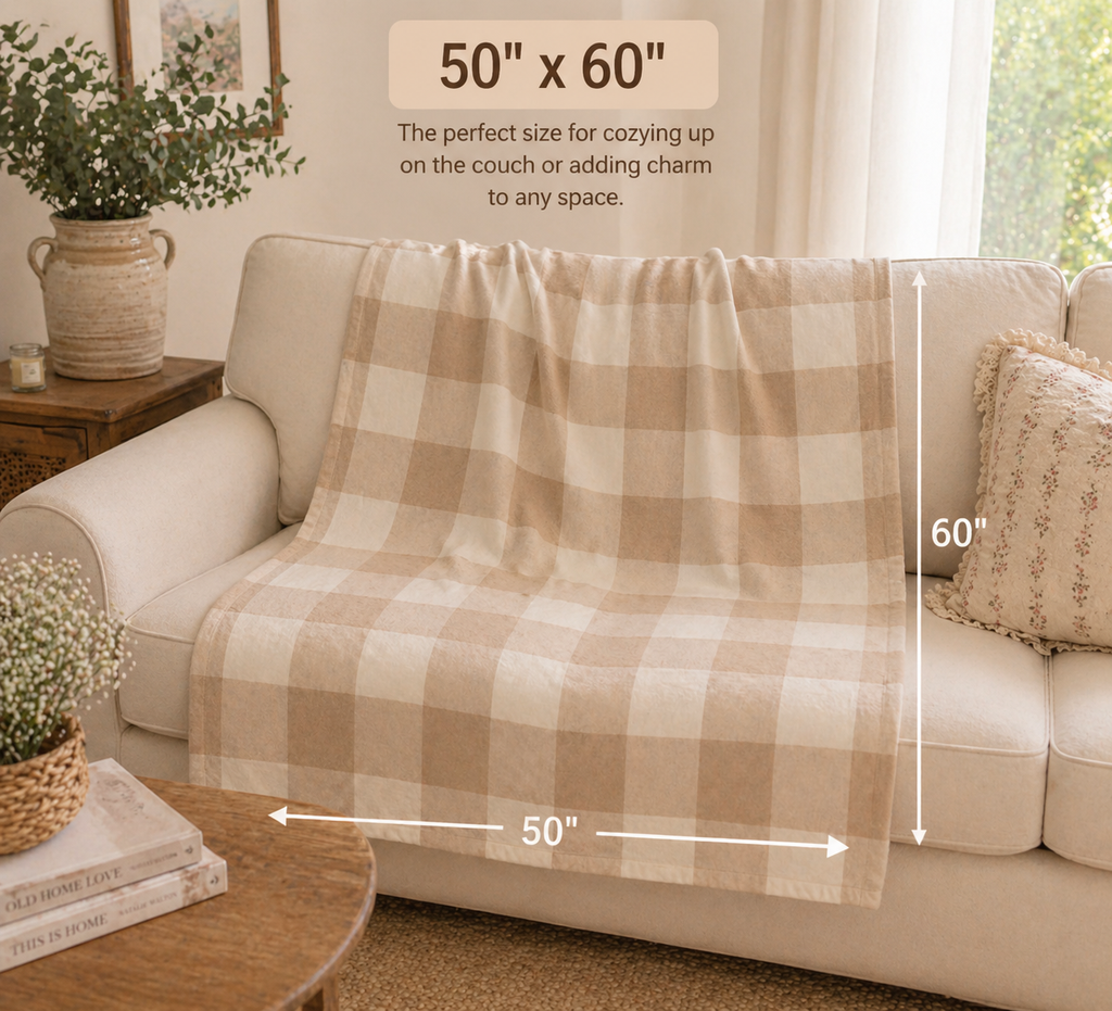 Cozy Neutral Checkered Blanket- Your Everyday Cozy Blanket