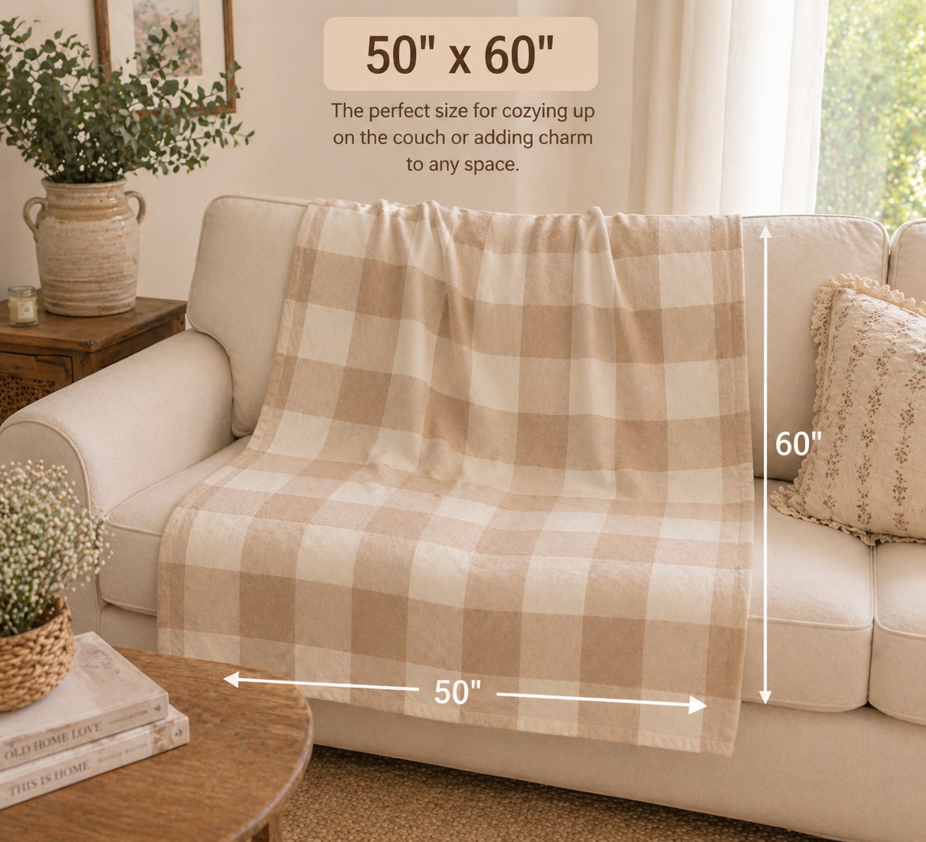 Cozy Neutral Checkered Blanket- Your Everyday Cozy Blanket