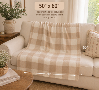 Cozy Neutral Checkered Blanket- Your Everyday Cozy Blanket