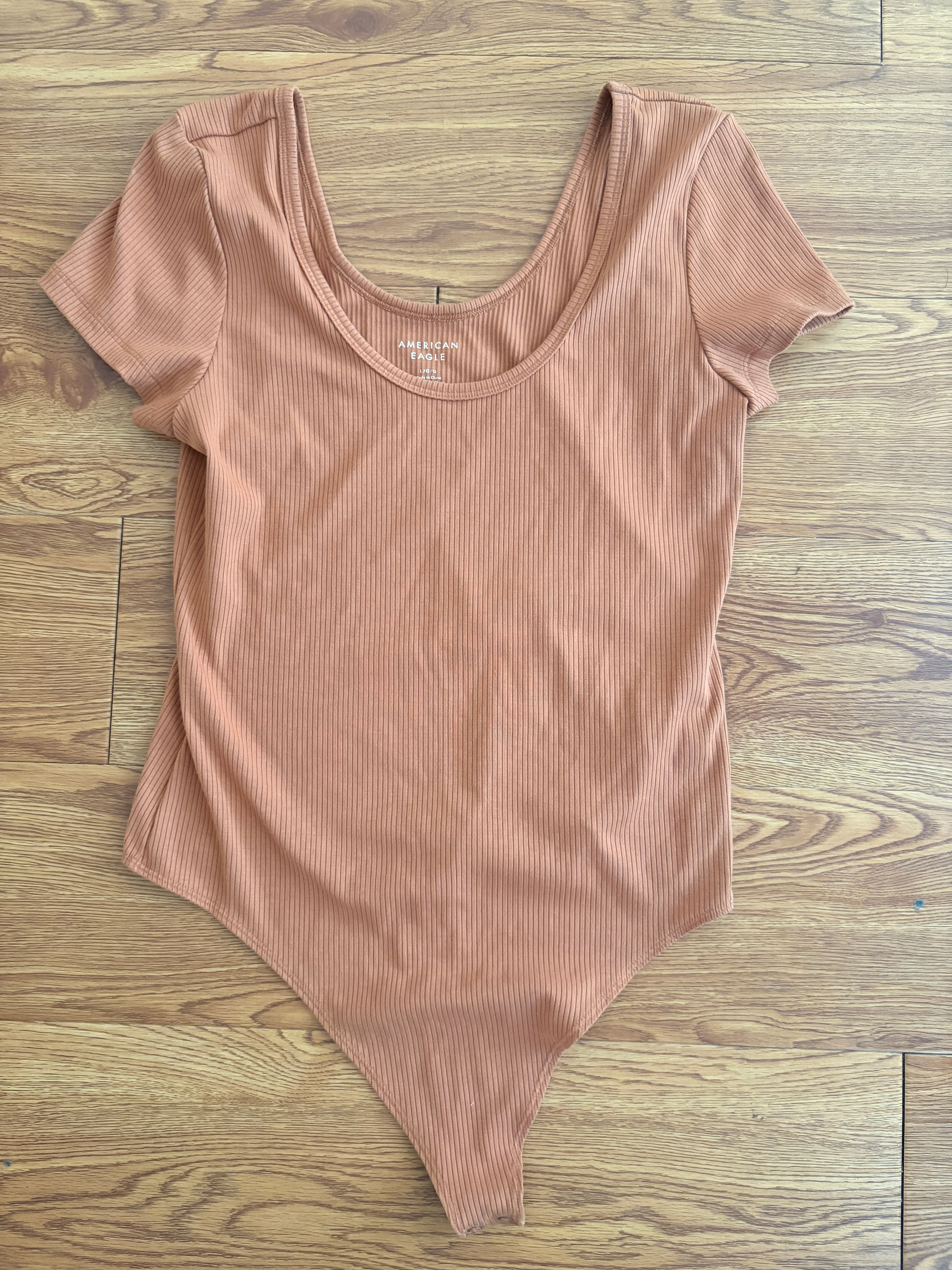 American Eagle Ribbed Short Sleeve Bodysuit | Large
