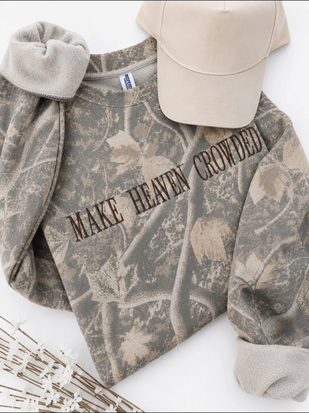 PRE ORDER Make Heaven Crowded Embroidered Camo Crewneck