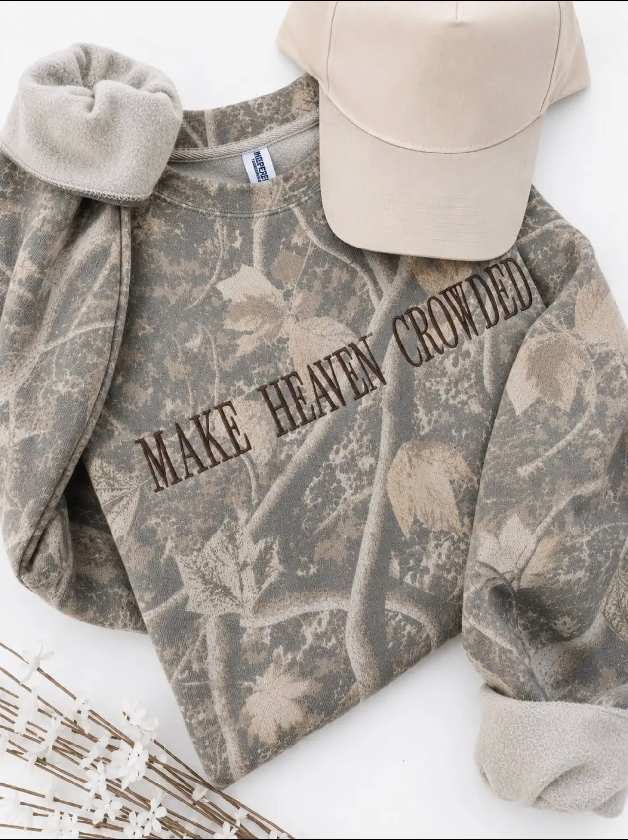 PRE ORDER Make Heaven Crowded Embroidered Camo Crewneck