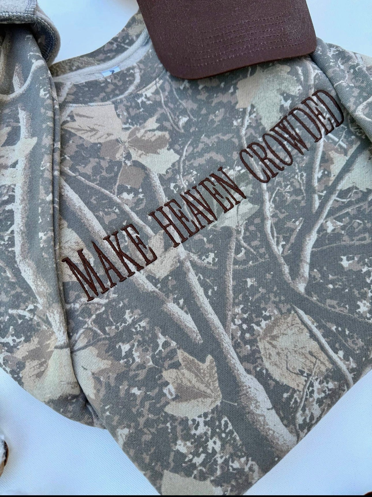 PRE ORDER Make Heaven Crowded Embroidered Camo Crewneck