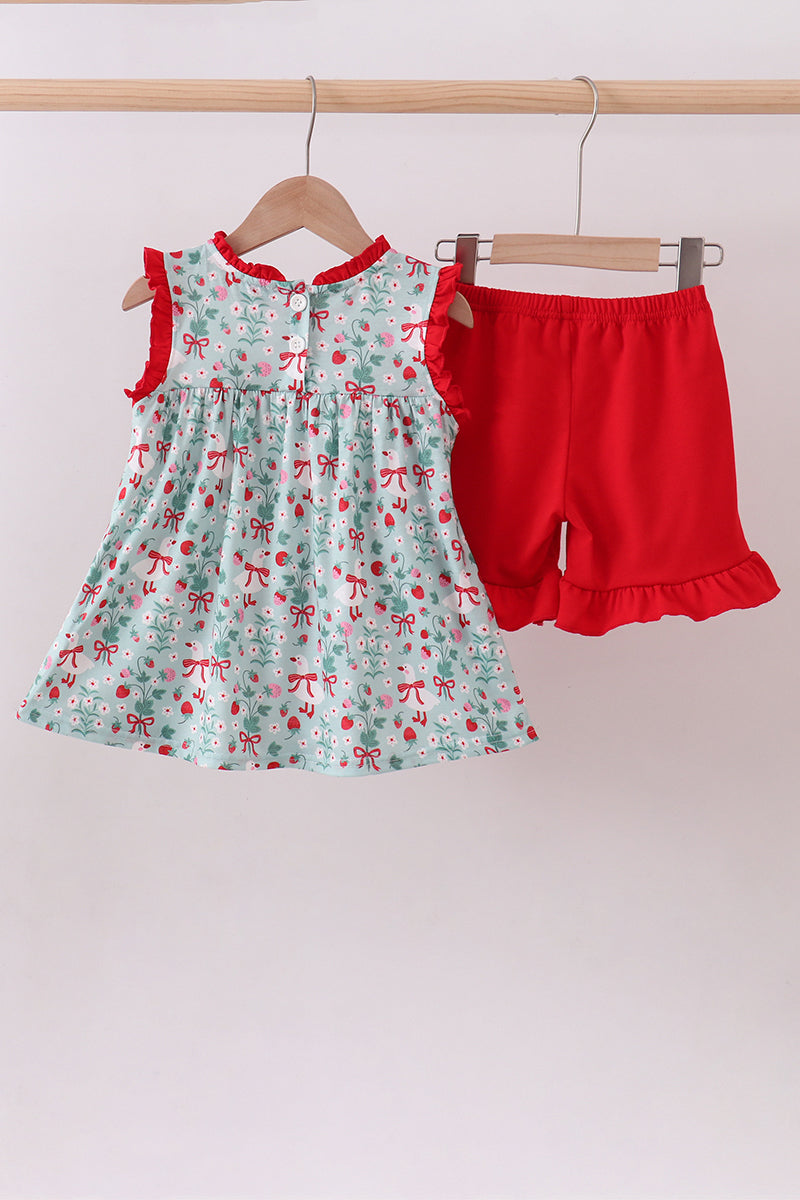 Strawberry Goose Ruffle Ruffle Set